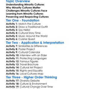 Minority Cultures Worksheet Activity Booklet