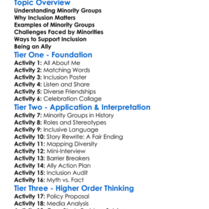 Minority Groups And Inclusion Worksheet Activity Booklet