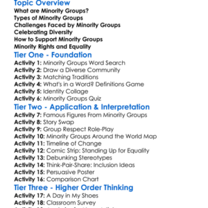 Minority Groups Worksheet Activity Booklet