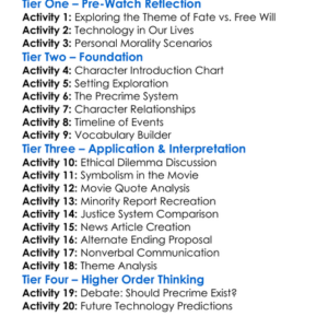 Minority Report 2002 Worksheet Activity Booklet