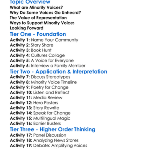 Minority Voices Worksheet Activity Booklet