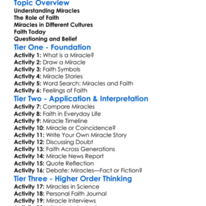 Miracles And Faith Worksheet Activity Booklet