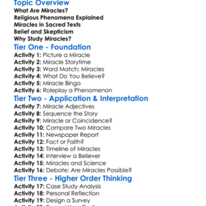 Miracles And Religious Phenomena Worksheet Activity Booklet