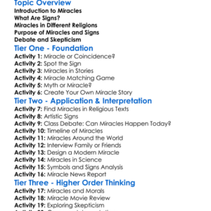 Miracles And Signs Worksheet Activity Booklet