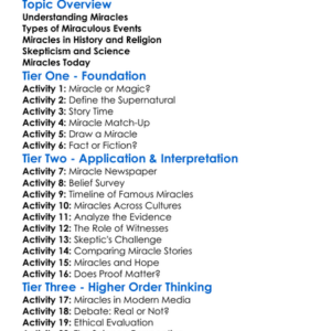 Miracles And Supernatural Events Worksheet Activity Booklet