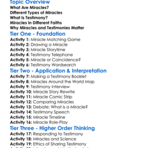Miracles And Testimony Worksheet Activity Booklet