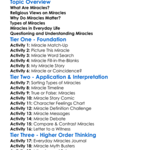 Miracles And Their Significance Worksheet Activity Booklet