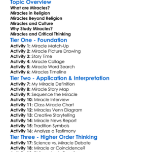 Miracles In Different Traditions Worksheet Activity Booklet