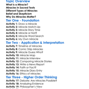 Miracles In Religion Worksheet Activity Booklet