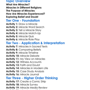Miracles In Religious Traditions Worksheet Activity Booklet