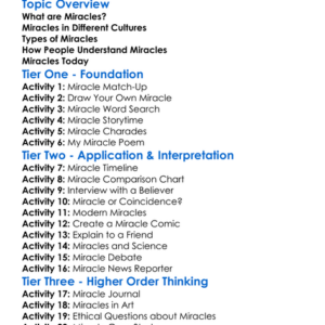 Miracles Worksheet Activity Booklet