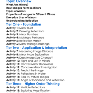 Mirrors And Image Formation Worksheet Activity Booklet