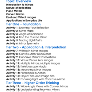 Mirrors Plane And Curved Worksheet Activity Booklet