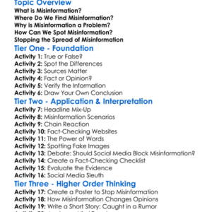 Misinformation Worksheet Activity Booklet