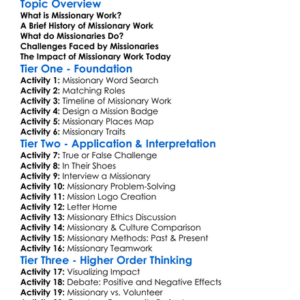 Missionary Work Worksheet Activity Booklet