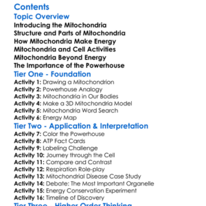 Mitochondria As The Cells Powerhouse Worksheet Activity Booklet