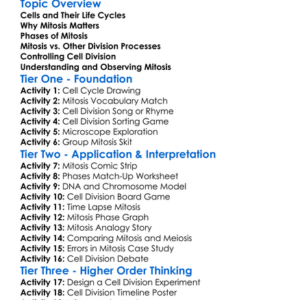 Mitosis And Cell Division Worksheet Activity Booklet
