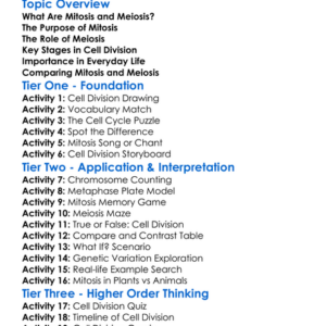 Mitosis And Meiosis Worksheet Activity Booklet