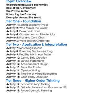 Mixed Economies Worksheet Activity Booklet