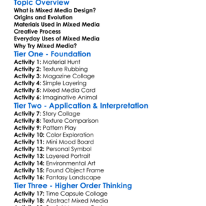 Mixed Media Design Worksheet Activity Booklet