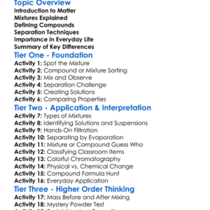 Mixtures And Compounds Worksheet Activity Booklet
