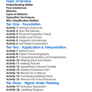 Mixtures And Pure Substances Worksheet Activity Booklet