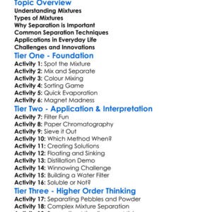 Mixtures And Separation Techniques Worksheet Activity Booklet