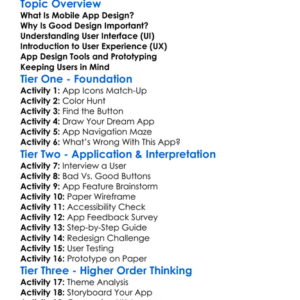 Mobile App Design Basics Worksheet Activity Booklet
