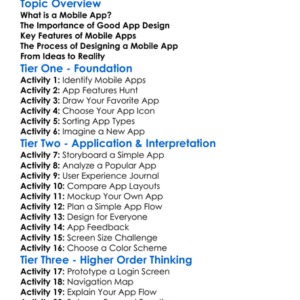 Mobile App Design Introduction Worksheet Activity Booklet