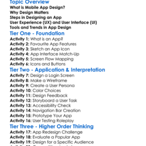 Mobile App Design Worksheet Activity Booklet