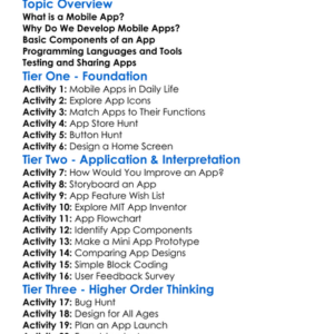 Mobile App Development Basics Worksheet Activity Booklet
