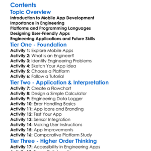 Mobile App Development For Engineering Worksheet Activity Booklet