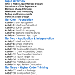 Mobile App Interface Design Worksheet Activity Booklet