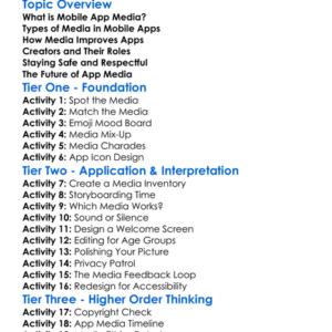 Mobile App Media Worksheet Activity Booklet