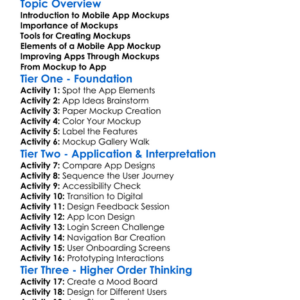 Mobile App Mockups Worksheet Activity Booklet