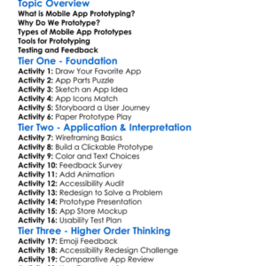Mobile App Prototyping Worksheet Activity Booklet