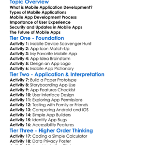 Mobile Application Development Worksheet Activity Booklet