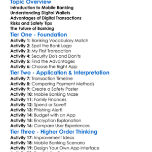Mobile Banking And Digital Wallets Worksheet Activity Booklet