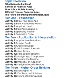 Mobile Banking And Financial Apps Worksheet Activity Booklet