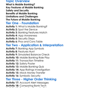 Mobile Banking Worksheet Activity Booklet