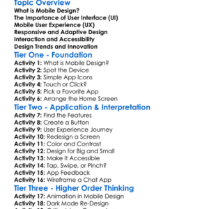Mobile Design Basics Worksheet Activity Booklet