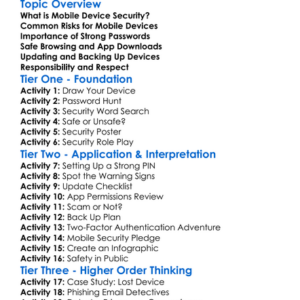 Mobile Device Security Worksheet Activity Booklet