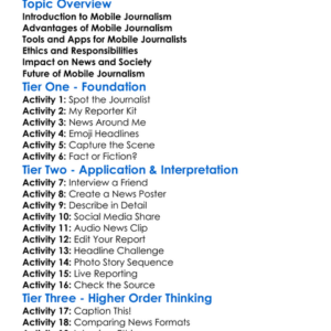 Mobile Journalism Worksheet Activity Booklet