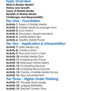 Mobile Media Worksheet Activity Booklet