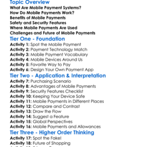 Mobile Payment Systems Worksheet Activity Booklet