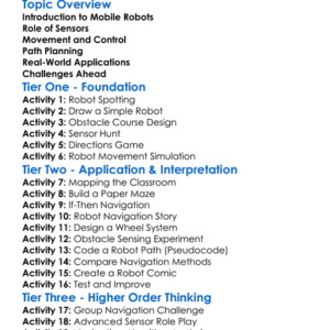 Mobile Robot Navigation Worksheet Activity Booklet