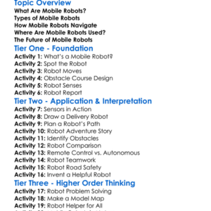 Mobile Robots Worksheet Activity Booklet