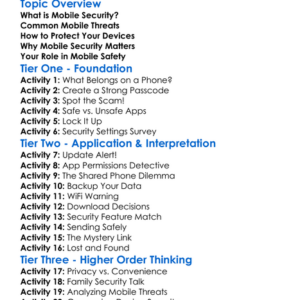 Mobile Security Worksheet Activity Booklet