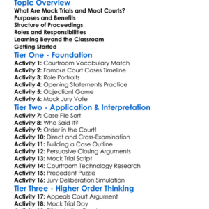 Mock Trials And Moot Courts Worksheet Activity Booklet