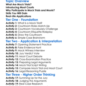 Mock Trials And Moots Worksheet Activity Booklet
